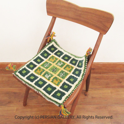 ペルシャ絨毯 手織りギャッベシラーズ産毛100％ 40×40cm商品番号83396