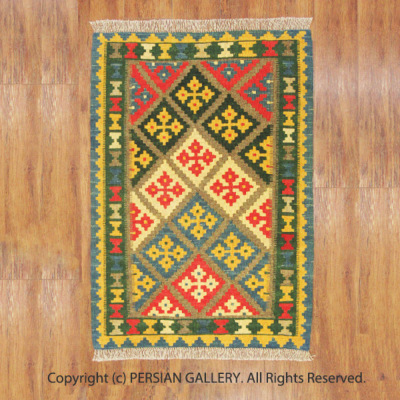 ペルシャ絨毯 キリム シラーズ産毛100% 122×84cm商品番号83646