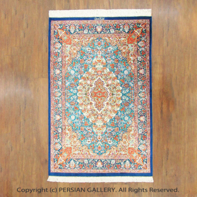 ペルシャ絨毯 クム産サマディ工房絹100% 117×81cm商品番号 66760 
