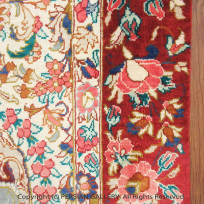 ペルシャ絨毯 クム産ミルメヒディ工房絹100% 119x76cm商品番号71428 