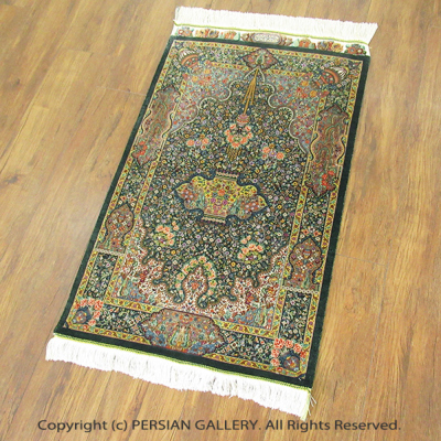 ペルシャ絨毯 クム産ジャムシディ工房絹100% 91×60cm商品番号63157 