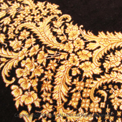 ペルシャ絨毯クム産サイディ工房絹100％ 88×61cm商品番号65562