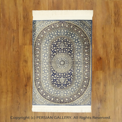 ペルシャ絨毯 クム産 マスミ工房絹100％ 108ｘ73ｃｍ商品番号74131 