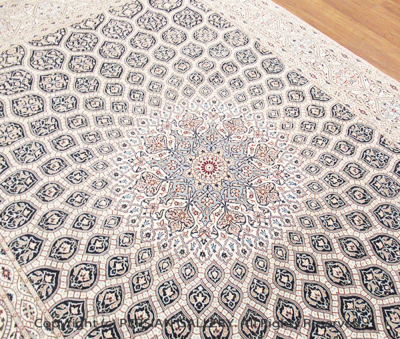 ペルシャ絨毯ナイン産（シシラ） ハビビアン工房毛＆絹 296×213cm商品 