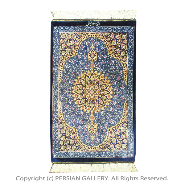 ペルシャ絨毯 クム産メヘラバクシュ工房絹100％ 62×39ｃｍ商品番号