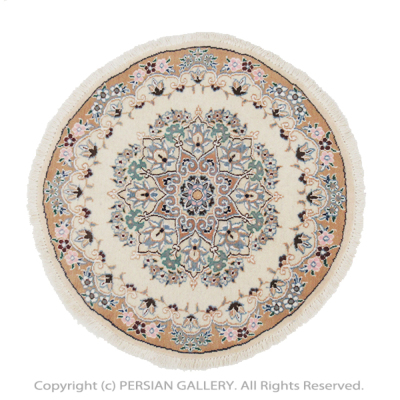 ペルシャ絨毯 ナイン産(9Laノーラ)毛&絹 約75×75cm商品番号82635