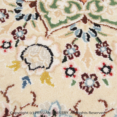 ペルシャ絨毯 ナイン産(9Laノーラ)毛&絹 約75×75cm商品番号82638